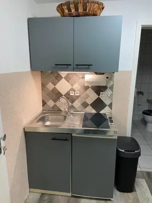 Küche/Küchenzeile in der Unterkunft Moderne Wohnung umgeben von Weinbergen
