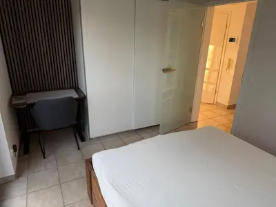 Ein Bett oder Betten in einem Zimmer der Unterkunft Gemütliches Apartment in Erzhausen, südliches Rhein-Main-Gebiet
