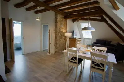 Ein Sitzbereich in der Unterkunft Bärengasse Apartments