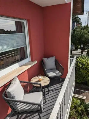 Ein Balkon oder eine Terrasse in der Unterkunft Ferienhaus Rauwolf mit 2 Ferienwohnungen