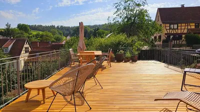 Ein Balkon oder eine Terrasse in der Unterkunft Designerwohnung im preisgekrönten Denkmal