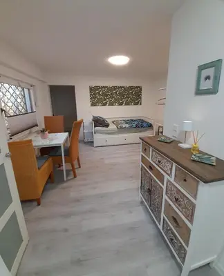 Küche/Küchenzeile in der Unterkunft Apartment am Palmenhaus