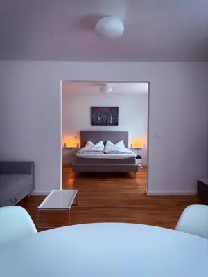 Ein Bett oder Betten in einem Zimmer der Unterkunft Rebenglück in Göcklingen