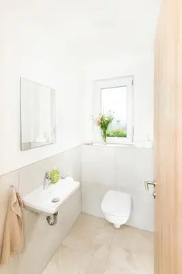Ein Badezimmer in der Unterkunft Ferienhof Obertor Heuboden