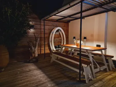 Grundriss der Unterkunft Ferienhaus Anna mit Kamin, Terrasse, Hof & Garage