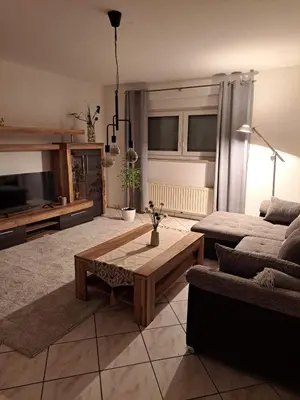 Ein Sitzbereich in der Unterkunft Ferienwohnung Grasmück