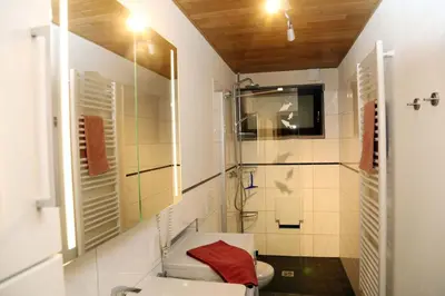 Ein Badezimmer in der Unterkunft Panoramablick