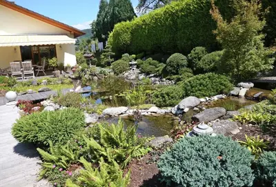 Ein Garten an der Unterkunft Panoramablick