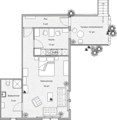 Grundriss der Unterkunft Ferienwohnung in den Weinreben