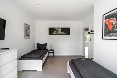 Ein Bett oder Betten in einem Zimmer der Unterkunft RU01 Wohnung mit Terrasse!