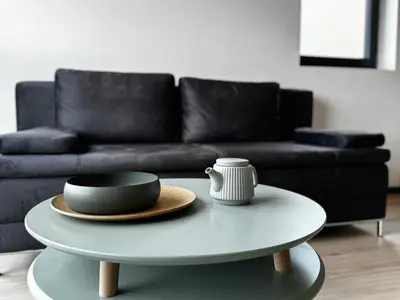 Ein Sitzbereich in der Unterkunft FREIRAUM Apartments Neuleiningen