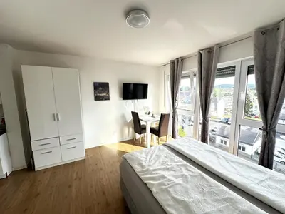 Ein Bett oder Betten in einem Zimmer der Unterkunft Modernes Studio - Würzburger Straße, Aschaffenburg