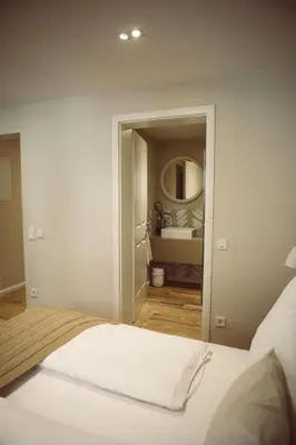 Ein Bett oder Betten in einem Zimmer der Unterkunft Landers Ferienwohnung