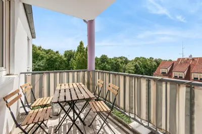 Ein Balkon oder eine Terrasse in der Unterkunft Monteurswohnung Wörrstadt mit Balkon