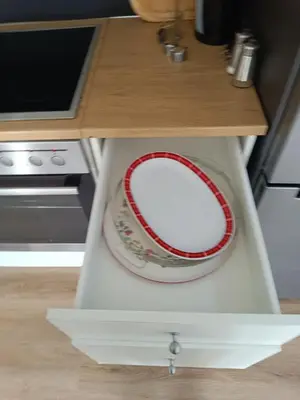 Küche/Küchenzeile in der Unterkunft Wohnung auf dem Bezenberg