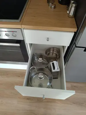 Küche/Küchenzeile in der Unterkunft Wohnung auf dem Bezenberg