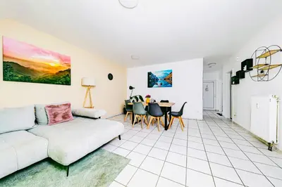 Ein Sitzbereich in der Unterkunft Zentrales City Appartement Worms