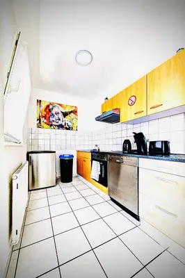 Küche/Küchenzeile in der Unterkunft Zentrales City Appartement Worms