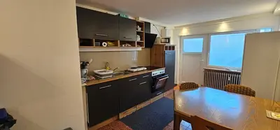 Küche/Küchenzeile in der Unterkunft Modernisiertes Gartenapartment