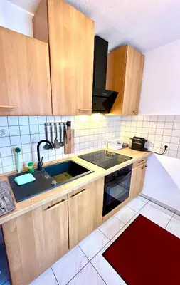 Küche/Küchenzeile in der Unterkunft Unterkunft an der Schwannerwarte