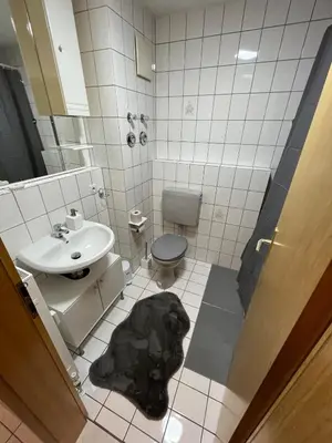 Ein Badezimmer in der Unterkunft Unterkunft an der Schwannerwarte