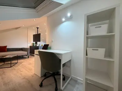 Ein Sitzbereich in der Unterkunft Barockstadtapartment Rastatt