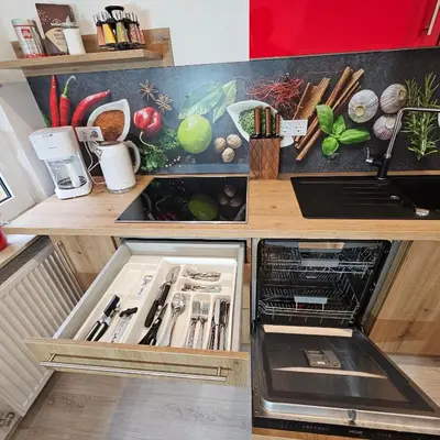Küche/Küchenzeile in der Unterkunft Ferienwohnung Popp Langen