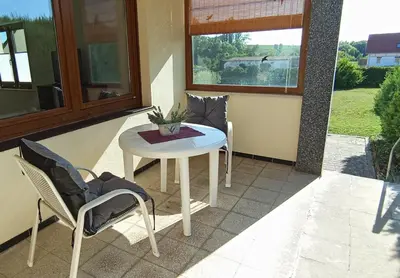 Ein Balkon oder eine Terrasse in der Unterkunft FeWo Lavendel