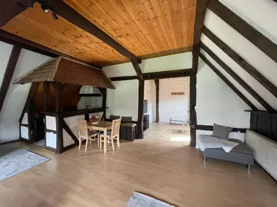 Ein Sitzbereich in der Unterkunft Hirschhaus