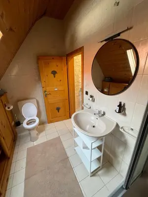Ein Badezimmer in der Unterkunft Hirschhaus