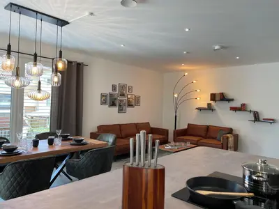 Ein Sitzbereich in der Unterkunft Ferienwohnung Nostalgic In der Nähe von Sinsheim Apartmenthaus Traudl