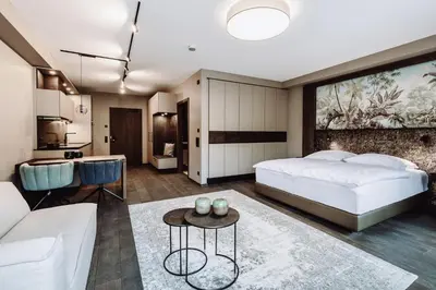 Ein Bett oder Betten in einem Zimmer der Unterkunft Dillhof Apartments