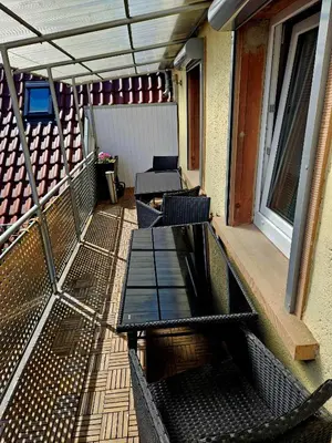 Ein Sitzbereich in der Unterkunft Kleines Landhaus Wendel
