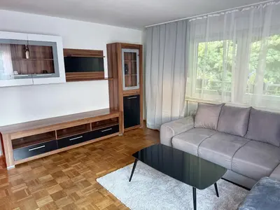 Ein Sitzbereich in der Unterkunft 3 Zimmer Wohnung mit Sauna