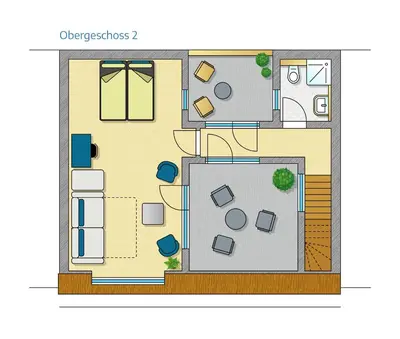 Grundriss der Unterkunft Gruppen und Familienstadthaus 5-6 Betten, 4 Bäder, 2 Terrassen und Balkon
