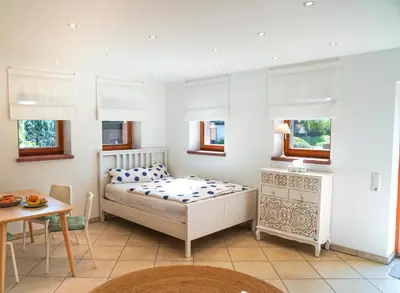 Ein Bett oder Betten in einem Zimmer der Unterkunft Trommglück