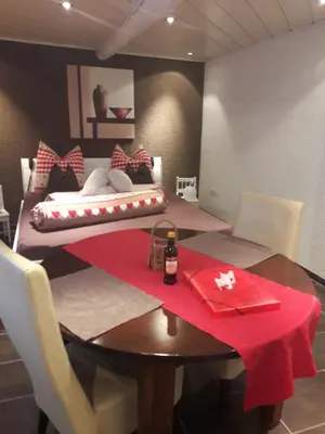 Ein Bett oder Betten in einem Zimmer der Unterkunft Ferienhaus am Erlenbach