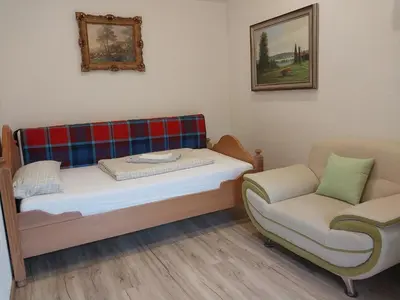 Ein Bett oder Betten in einem Zimmer der Unterkunft Talblick & Ruhe in Hirschhorn Langenthal