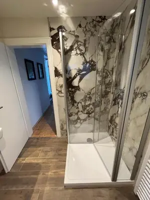 Ein Badezimmer in der Unterkunft Ferienhaus Schönbachhof
