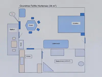 Grundriss der Unterkunft Das blaue Haus