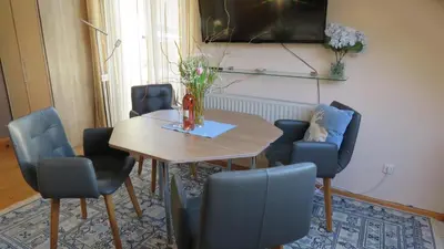 Ein Sitzbereich in der Unterkunft Das blaue Haus