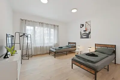 Ein Sitzbereich in der Unterkunft PF04 Großzügiges City Apartment für Monteure - LS Crew Comfort DIE Adresse für Monteure
