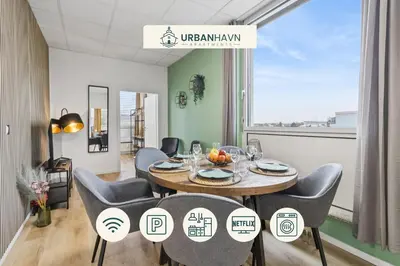 Ein Sitzbereich in der Unterkunft Urban Havn - 6 Apartments mit top Anbindung für bis zu 34 Personen