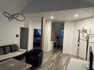 Ein Sitzbereich in der Unterkunft Ferienwohnung Steinberg