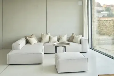 Ein Sitzbereich in der Unterkunft Modernes Apartment in den Weinbergen der Pfalz