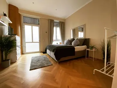 Ein Sitzbereich in der Unterkunft Ferienwohnung Kotterer - Innenstadt Speyer