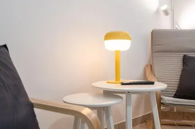 Ein Sitzbereich in der Unterkunft 2-Zimmer-Apartment-mit-4-Einzelbetten