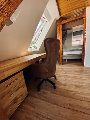 Ein Bett oder Betten in einem Zimmer der Unterkunft Altbauwohnung mit Dachterrasse in der Innenstadt Speyer