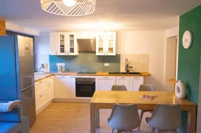 Küche/Küchenzeile in der Unterkunft Ferienwohnung Wasser mit Sauna