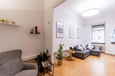 Ein Sitzbereich in der Unterkunft Modern apartment in a central location